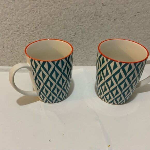 Set 2 Better Homes and Gardens Piers Teal Mug 11 oz VGUC G18 - Picture 1 of 5